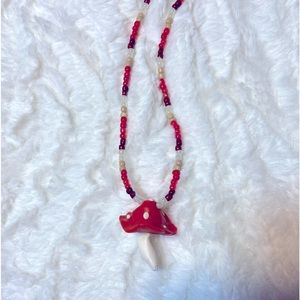 Mushroom Beaded Hippie Psychedelic Necklace Hand Made.